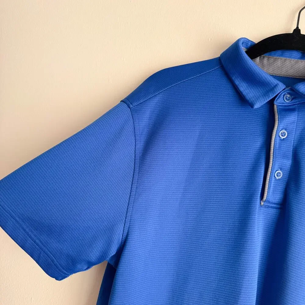 Under Armour Blue Loose Fit Heat Gear Short Sleeve Polo - Large